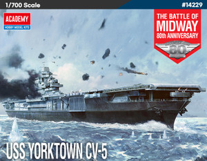 Academy #14229 1/700  Uss Yorktown Cv-5 Battle Of Midway Kit