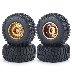 Toxic Rc # 4PCS 1.0" (GOLD) Metal Beadlock Wheel Rims Tires Set for 1/24 RC Crawler Toxic Rc # 4PCS 1.0" (GOLD) Metal Beadlock Wheel Rims Tires Set for 1/24 RC Crawler
