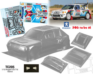 Team C #TC205 1/10 Peugeot 205 T16, 190mm Team C #TC205 1/10 Peugeot 205 T16, 190mm