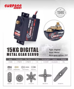 Surpass  #S1500M    15KG Metal gear servo