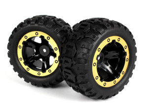 Blackzon #540087 1/16 Slyder MT Wheels/Tires Assembled (Black/Gold)