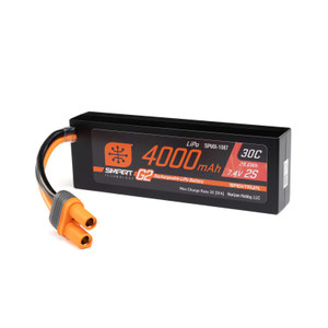 Spektrum #SPMX-1087 7.4V 4000mAh 2S 30C Smart G2 Hardcase LiPo Battery: IC5