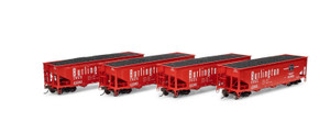 Athearn #ATH33081 HO 40' Offset Coal Hopper w/Load CB&Q  4 Pack