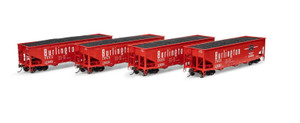 Athearn #ATH33082 HO 40' Offset Coal Hopper w/Load CB&Q  4 Pack