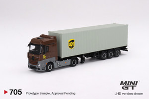 Mini GT #MGT00705 1/64 Mercedes-Benz Actros w/ 40 Ft Container " UPS Europe"