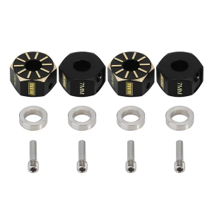 INJORA #SCX10-PRO02-7 7MM Black Brass Wheel Hex Hub Extenders for Axial