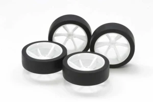 Tamiya #15511 Mini 4WD Large Diameter Low Height Tires & 6-Spoke Wheels