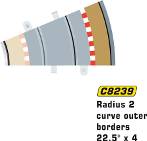 Scalextric # C8239 Radius 2 Curve Outer Borders Scalextric # C8239 Radius 2 Curve Outer Borders