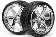 Tamiya #53955 5 Spoke W/Radial Tryes (2pc)