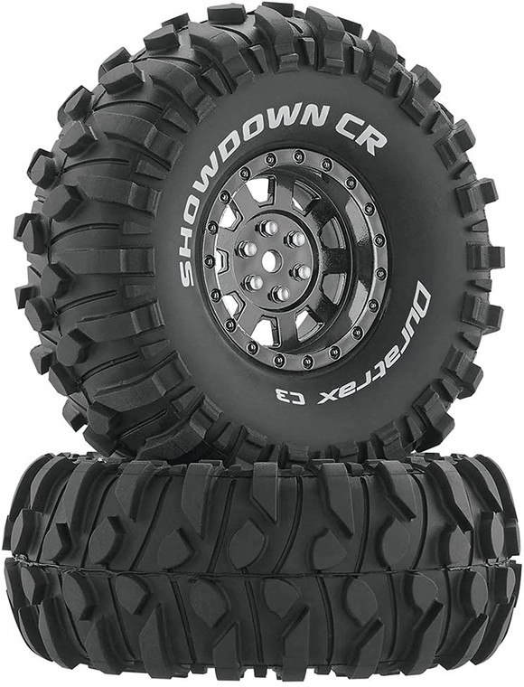 Duratrax #DTXC4035 1.9 Duratrax Showndown CR C3 Mounted Wheels Mounted on Black Chrome Wheels (2)