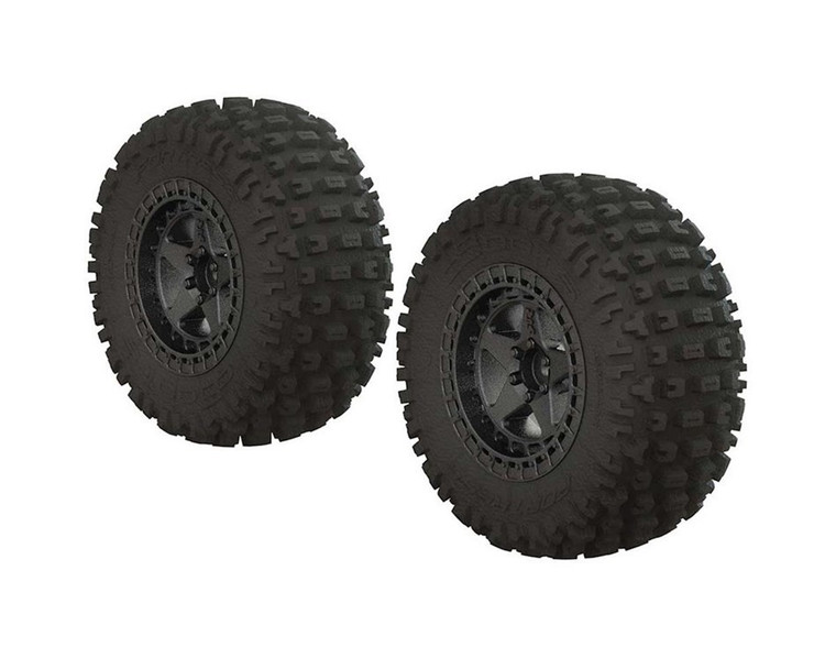 ARRMA #ARA550043 Fortress SC Tire Set-Black Chrome