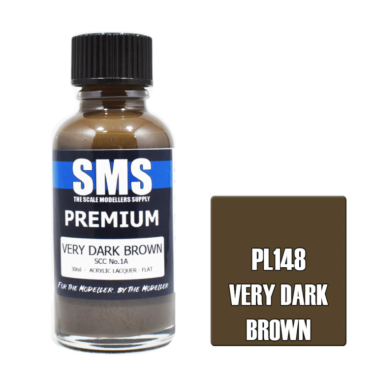 SMS #PL148 Premium Very Dark Brown Acrylic Lacquer 30mL