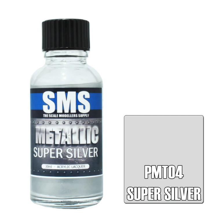 SMS #PMT04 Metallic Super Silver Acrylic Lacquer 30ml