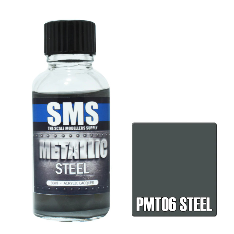 SMS #PMT06 Metallic Steel Acrylic Lacquer 30ml