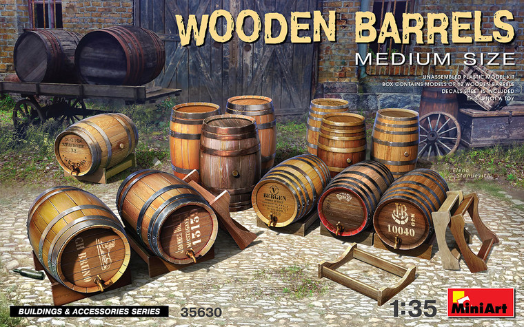 Miniart #35630 1/35 WOODEN BARRELS. MEDIUM SIZE