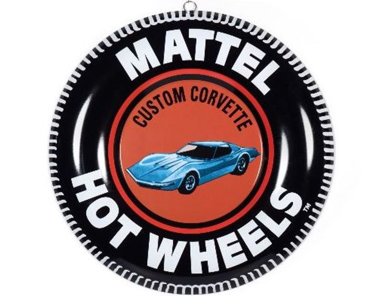 AMT #AWAC002 12" Hot Wheels Round Metal Sign-Custom Corvette