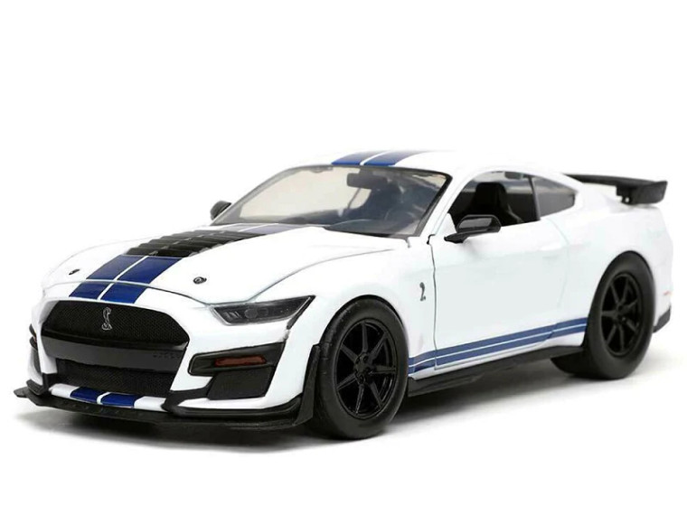 Jada #32663 1/24 2020 MUSTANG SHELBY GT500 WHITE W/ BLUE STRIPES