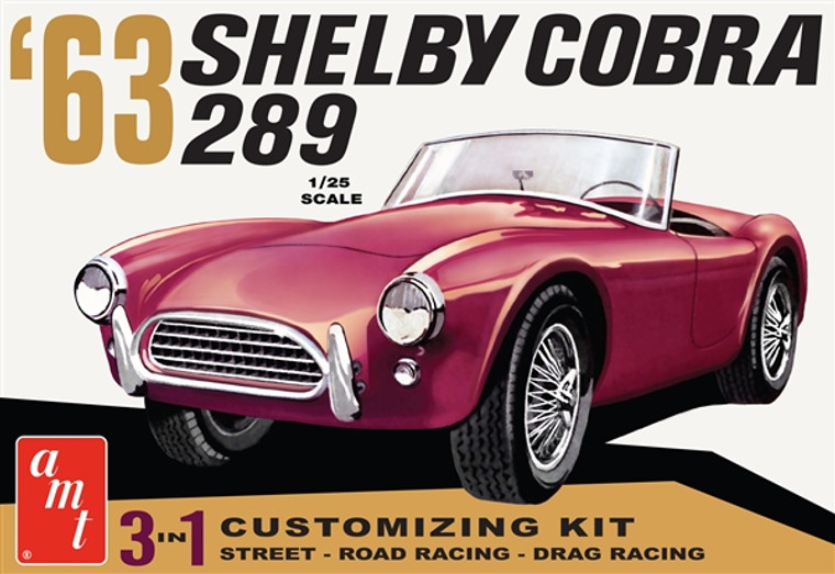 AMT # 1319 1/25 1963 Shelby Cobra 289 (3 'n 1) Street, Road Racing, Drag