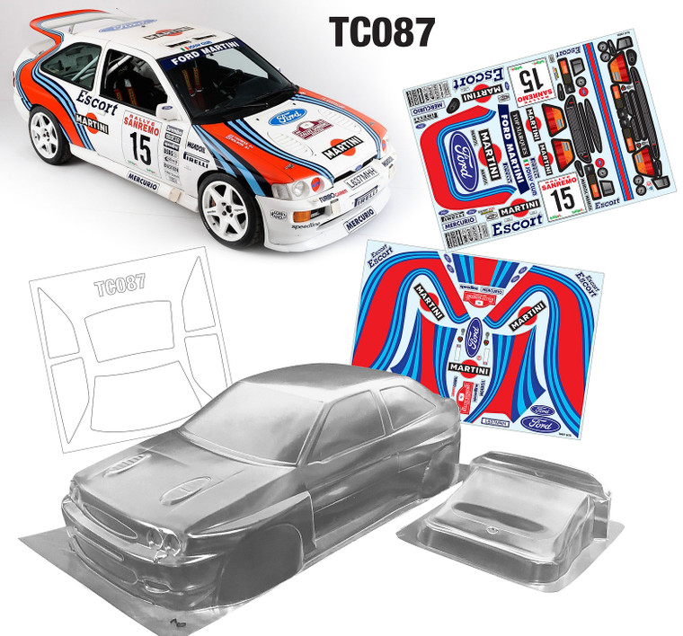 Team C #TC087-MA 1/10 Ford Escort Cosworth Martini, 190mm