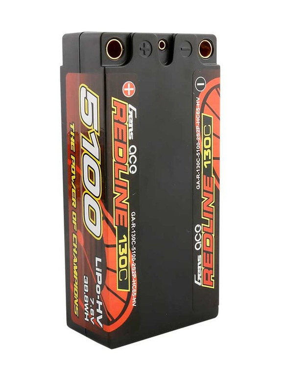 Gens-Ace #GA5100-2S130-S-HVRedline HV 5100mAh 7.6V 130C Shorty-5mm Bullet