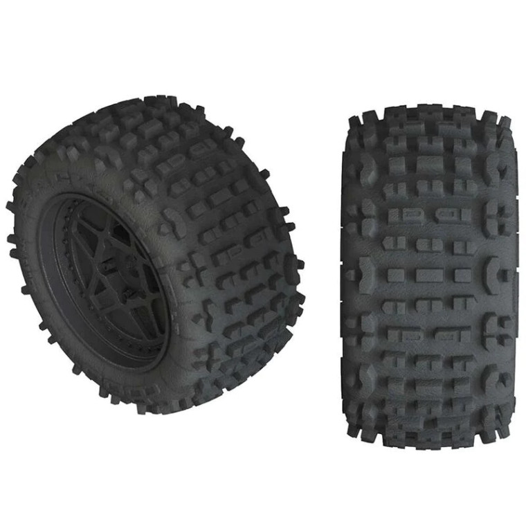 ARRMA #AR550050 DBoots Backflip LP 4S Tire Set Glued (Black)