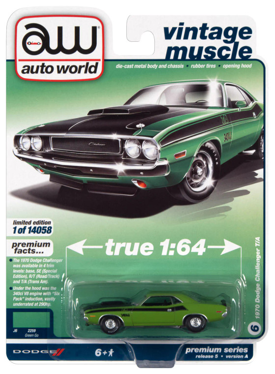 Auto World #AW64342 1/64 1970 Dodge Challenger T/A-Green Go