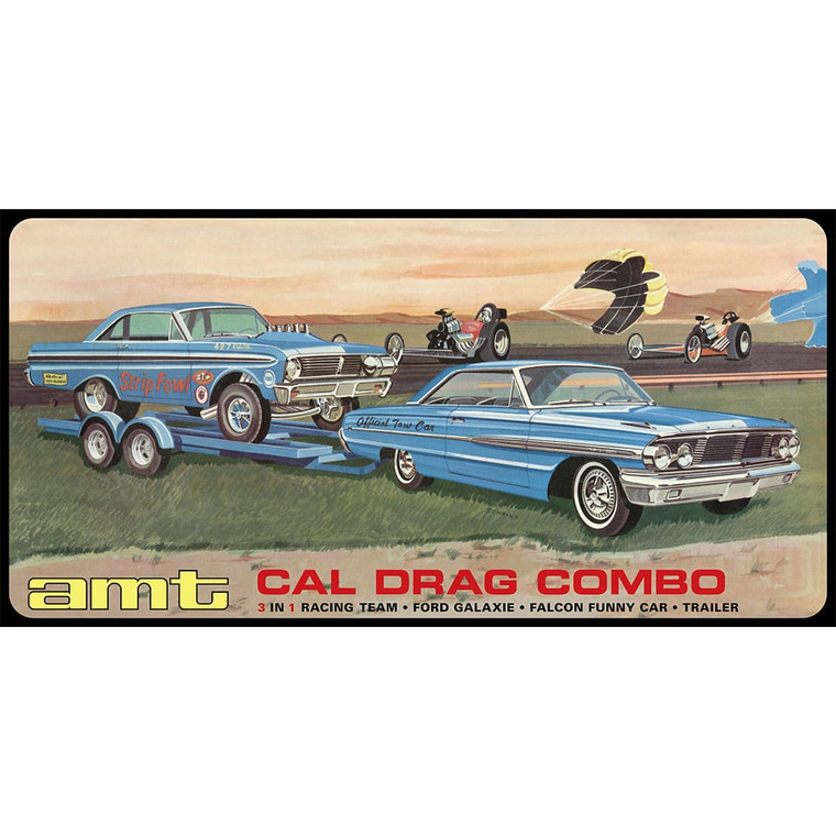 AMT  # 1223 1/25 CAL Drag Combo 1964 GALAXIE, AWB Falcon & Trailer