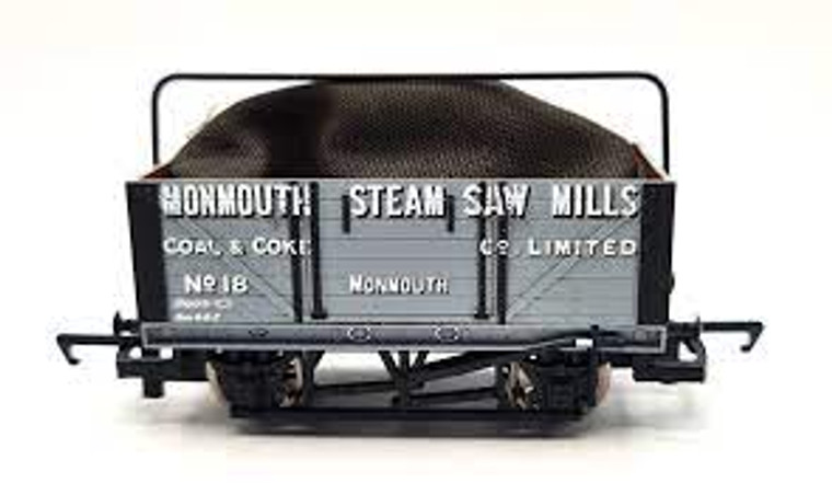 Hornby #R6297A 7 Plank Wagon w/Sheet Rail & Cover-Monmouth Steam Saw Mills Co.