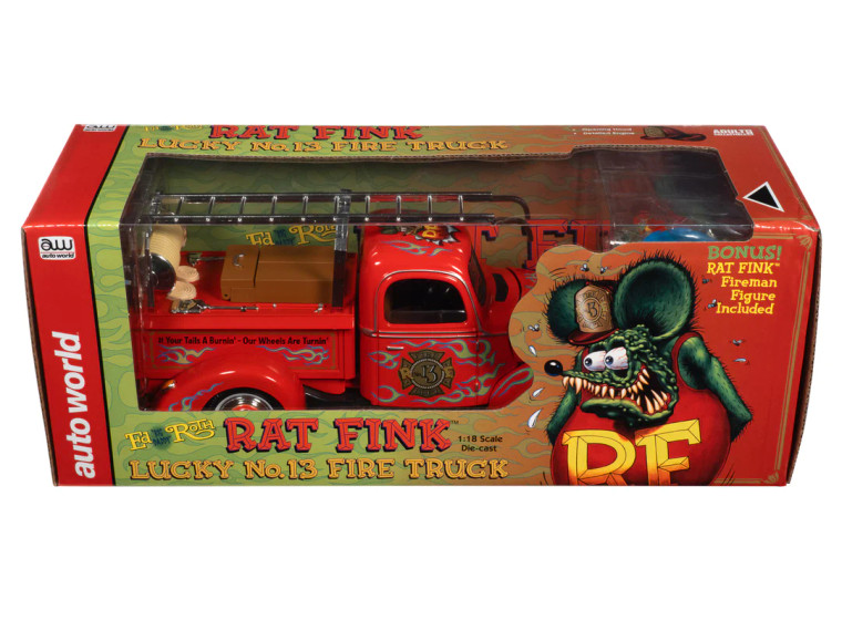 Auto World #AWSS143 1/18 Rat Fink Fire Truck w/Figurine