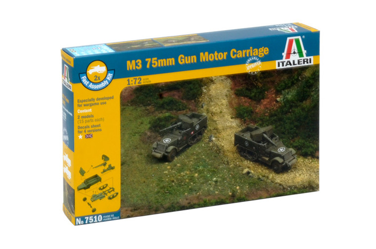 Italeri #7510 1/72 M3 75MM GUN MOTOR CARRIAGE - FAST ASSEMBLY