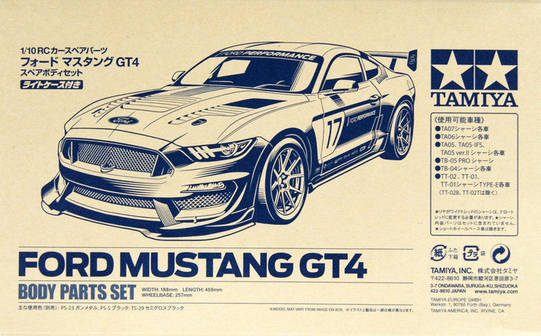 Tamiya # 51614 1/10 190MM FORD MUSTANG GT4 CLEAR BODY SET