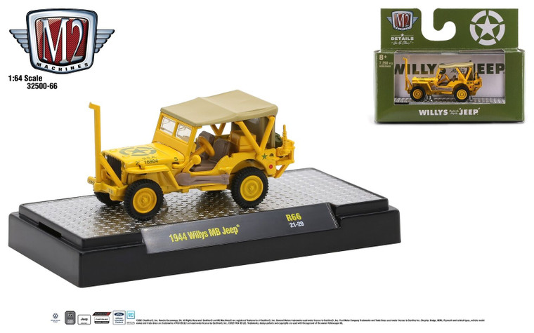 M2 Machines #32500 1/64 1944 Willys MB Jeep-Yellow