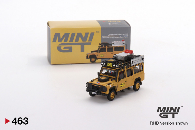 Mini GT #463 1/64 Land Rover Defender 110 1989 Camel Trophy Amazon Team France