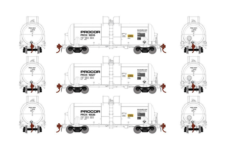 Athearn Genesis # ATHG25762  HO 13,600 Gallon Acid Tank, PROX White 3-Pack