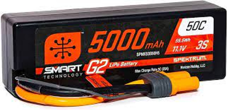 Spektrum #SPMX53S50H 5000mAh 11.1V Smart G2 LiPo 50C Hard Case-IC5Plug