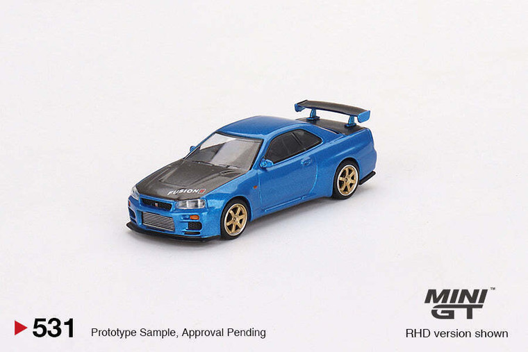 Mini GT #MGT00531-R  1/64 Nissan Skyline GT-R R34 Top Secret Bayside Blue