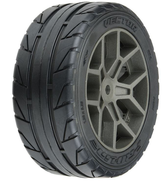 Proline #PRO1020410 1/8 Vector S3 F/R 2.4" Belted MTD 14mm Grey