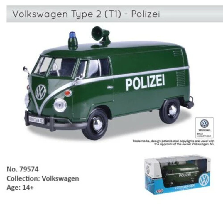 Motor Max #79574 1/24 Volkswagen  Van (Polizei)