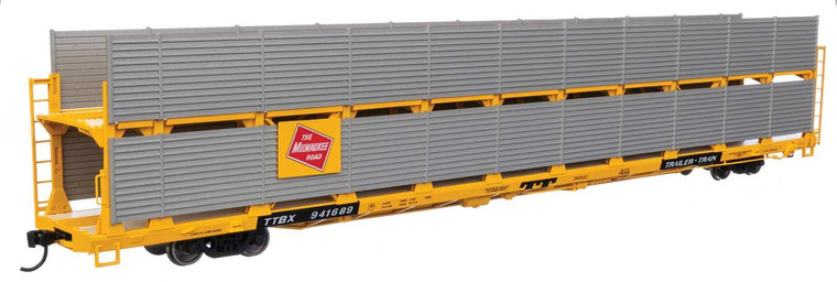 Walthers Mainline # 910-8120 HO 89' Flatcar w/Bi-Level Shielded Auto Rack