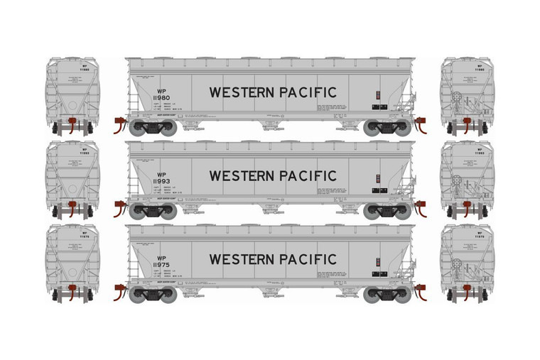 Athearn Genesis # ATHG15442 HO ACF 4600 3-Bay Hopper, Western Pacific 3-Pack