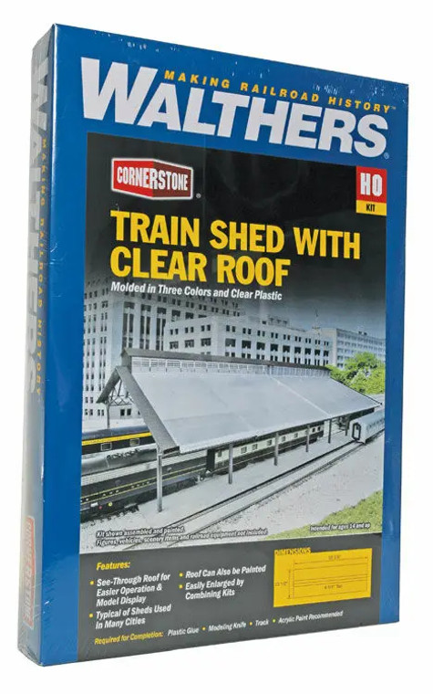 Cornerstone # 933-2984 HO Train Shed with Clear Roof