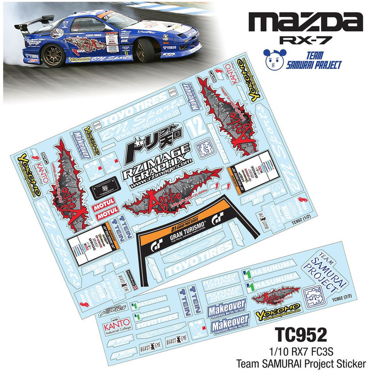 Team C #TCRX7 1/10 Mazda RX-7 FC3S 195mm Clear Body Set