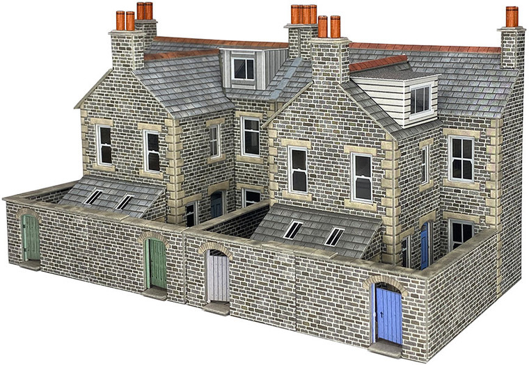 Metcalfe #PO305 00/HO Scale Low Relief Terraced House Backs – Stone