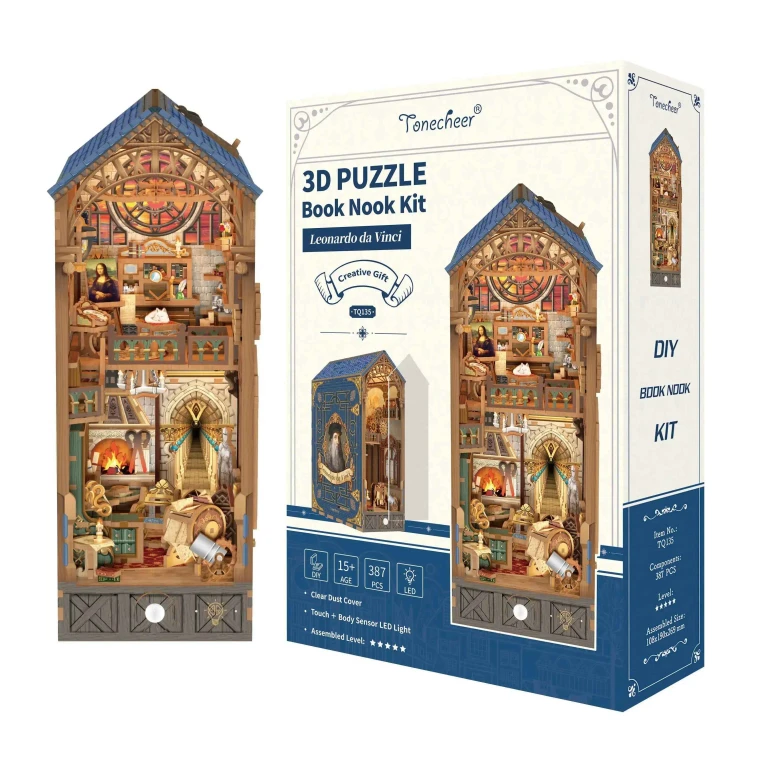 Tonecheer #TQ135 3D Wooden Puzzle DIY Book Nook Kit (Leonardo da Vinci)