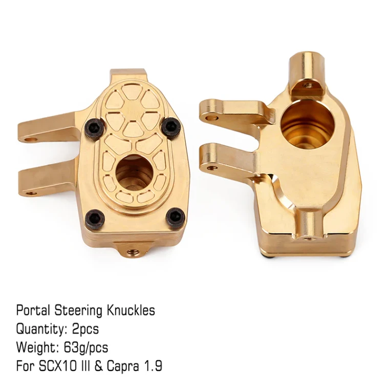 INJORA # SCX10-3-3 Heavy Duty Brass Portal Steering Knuckle for Axial SCX10 III Capra 1.9