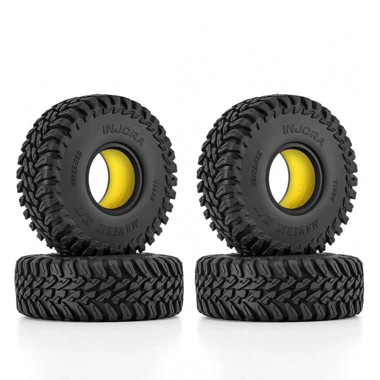 INJORA # YQT-1025-1064YE 1.0" 63*22mm MAVERIX M/T Tires & Inserts Combo (4)