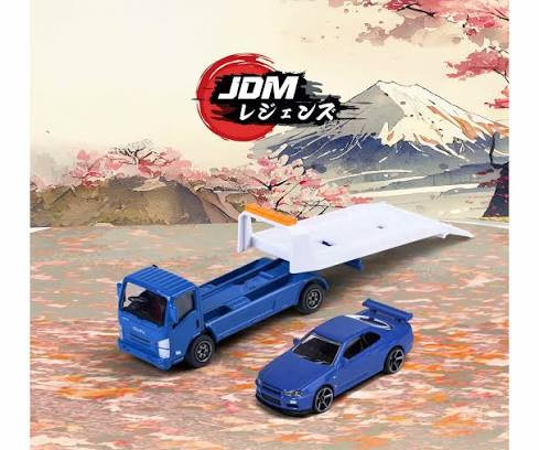 Majorette #8502103002 1/64  Car Transporter Isuzu NPR +Nissan Skyline GT-R (R34)