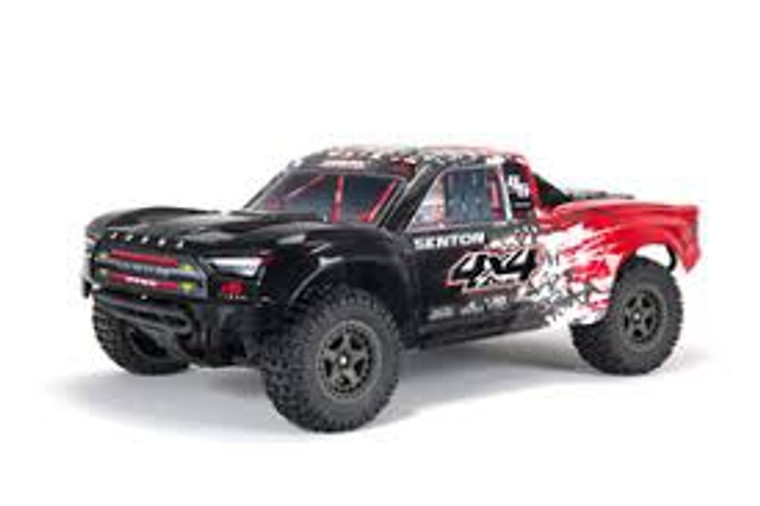 ARRMA #ARA4203V3BT1 Ver.3 Senton 4X4 Mega 550 Brushed Short Course Truck-Red/Black