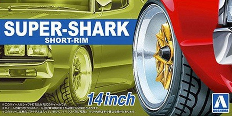 Aoshima #5548 1/24 Supper-Shark Short Rim 14 Inch Wheels and Tyres