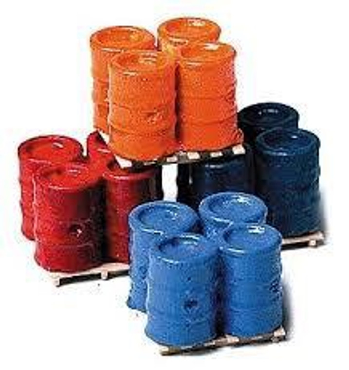 Model Railway Stuff # HO 560 Pallets of 55 Gallon Drums Assorted Colors